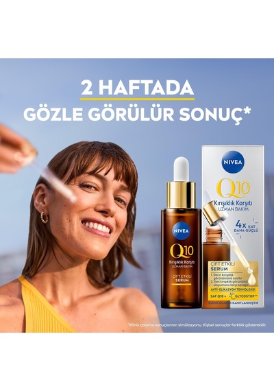 Q10 Kırışıklık Karşıtı Çift Etkili Cilt Serumu 30 Ml, Saf Q10, Şeker Sebepli Kırışıklık Önleyici