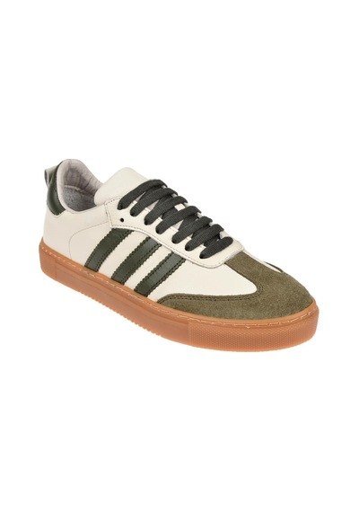 Floor Hakiki Deri Kadın Spor Ayakkabı Sneaker Mak-3020 Bej Haki Bej - Haki