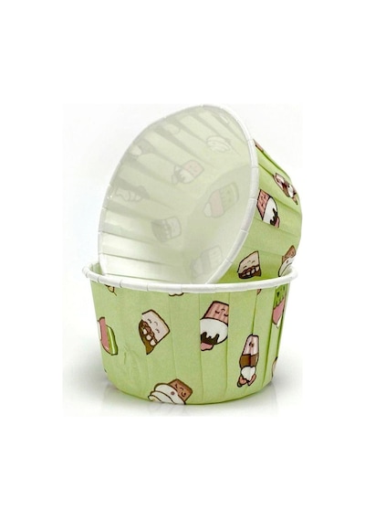 Mint Yeşili Dondurma Desenli Kek Kapsülü 50 Adet Renkli Muffin Cupcake Kağıdı 50x39 Mm Diğer