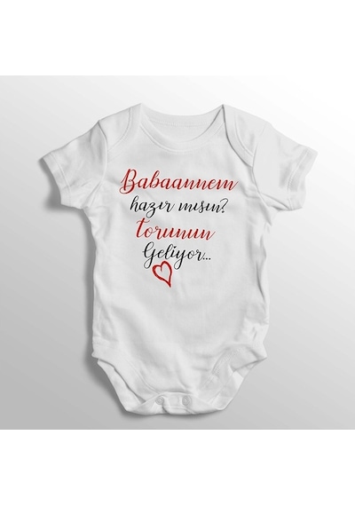Tuğba Baby Tuğbababy Babaannem Hazır Mısın Torunun Geliyor Baskılı Bebek Zıbını Beyaz