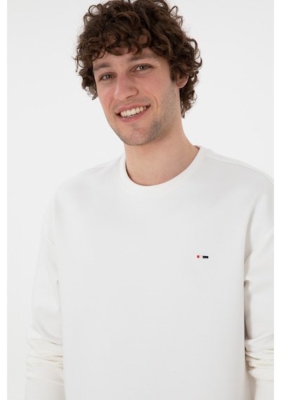 U.S. Polo Assn. Erkek Comfort Fit Bisiklet Yaka Ekru İnce Sweatshirt 50309858-VR019