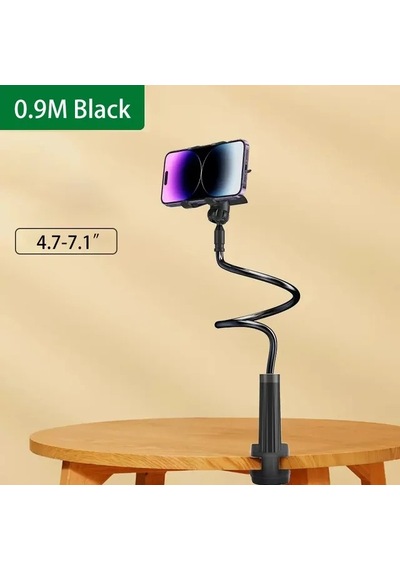 Etashop 360 Esnek Telefon Tutucu Kelepçeli Masa Yatak Başlığı Standı 4" 7.1" Uyumlu Siyah Siyah