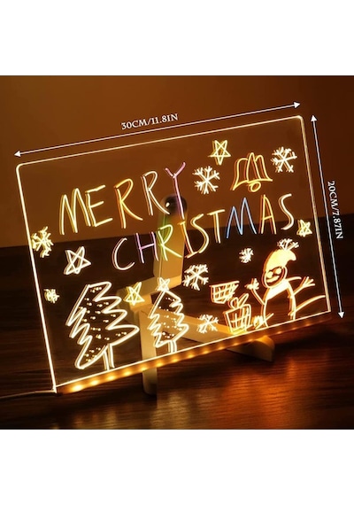 7 Özel Kalem Hediyeli Işıklı Yazı Ve Not Tahtası 20cmx30cm Led Işıklı Neon Yazı Tahtası 7 Özel Kalem Hediyeli