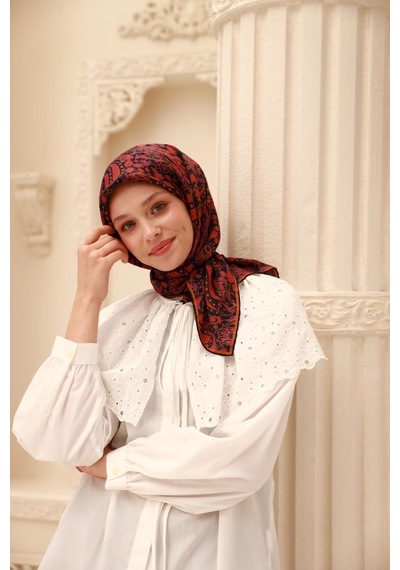 Silk Home Organik Eşarp 79015-03 Lacivert, Erguvan, Turuncu
