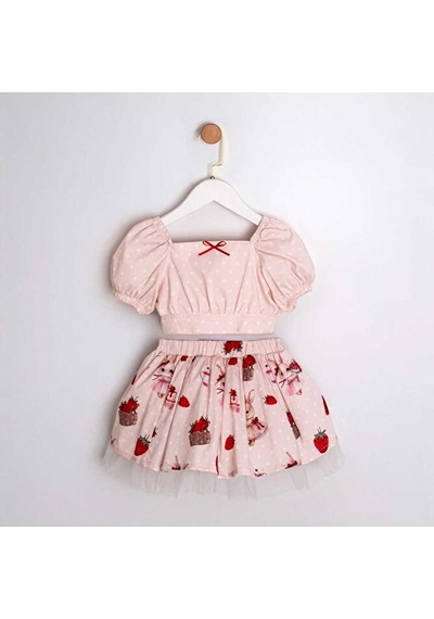 Ministok Bella Crop Blüz Etekli 2'li Kız Çocuk Takım Pembe
