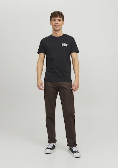 Jack & Jones Bisiklet Yaka Logo Baskili Tisört 12151955 Siyah