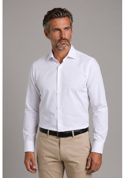 Bisse Beyaz Regular Fit Cepsiz Klasik Uzun Yaka Gömlek Gmkls252176 D01