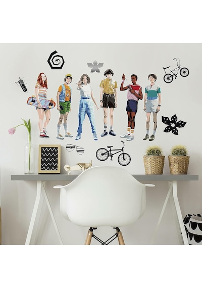 Rmk4675scs Stranger Things Soy Ve Yapıştır Duvar Çıkartmaları, Beyaz, Siyah, Mavi Diğer