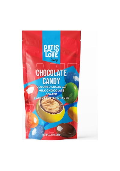 Patislove Renkli Şeker Kaplı Sütlü Çikolatalı Yer Fıstığı Draje, 90g