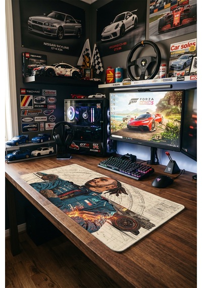 Lewis Hamilton Mercedes Amg Formula 1 Blueprint 40x90 Cm Oyuncu Mousepad Kaymaz Taban Büyük Boy Mousepad Siyah