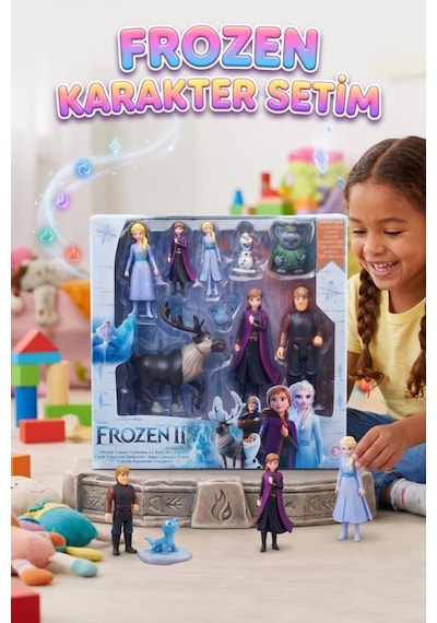 9 Parça Frozen 2 Figürlü Büyük Ve Küçük Figürlü Eklemi Hareketli Karakterli Oyuncak Figür Seti