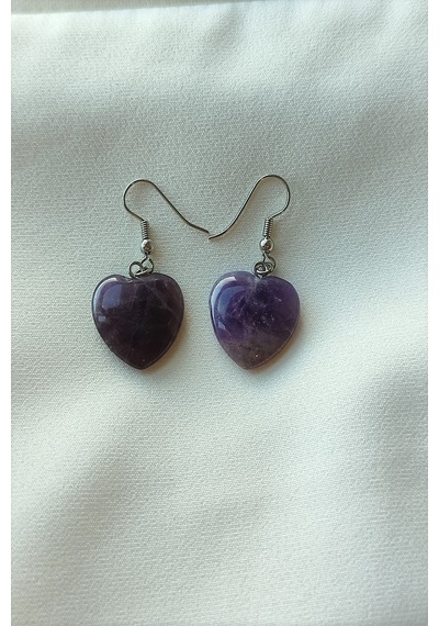 Badeaccessories  Ametist Kalp Doğaltaş Küpe