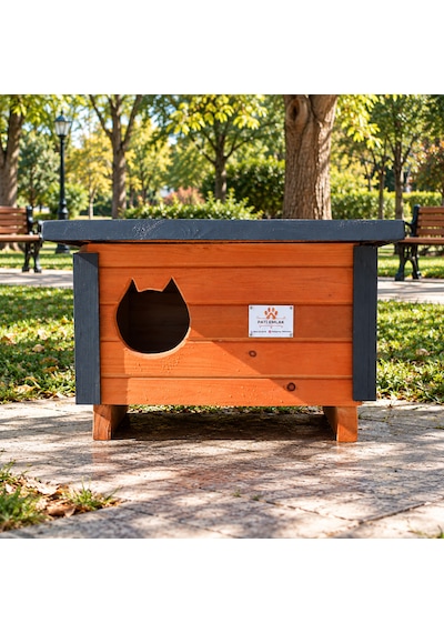 Ahşap Kedi Evi Tek Yuvalı Dış Ortam