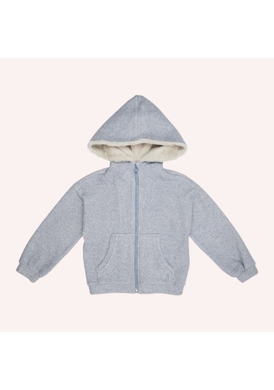 Kız Çocuk Yumuşak Dokulu Fermuarlı Mavi Sweatshirt 636109