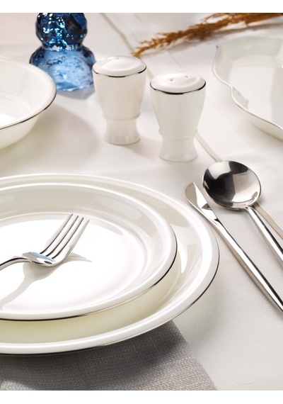 Evaliza Sapphire Platin 32 Parça 6 Kişilik Yemek Takımı Beyaz
