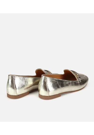 Hotiç Kadın Deri Gold Metalik Klasik Loafer -