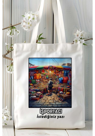 Art Hediye İşportacı Baskılı Bez Omuz Çantası Kişiye Özel Model 1 Çok Renkli
