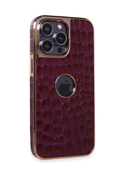 Apple İphone 14 Pro Max Uyumlu Kılıf Snake Kapak - Derin Mor Çok Renkli