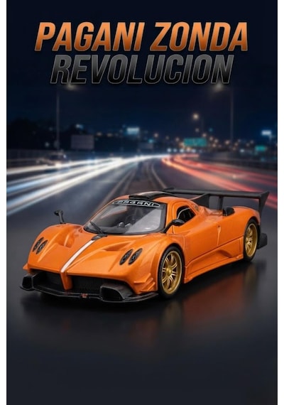 Hobbiez Lisanslı Pagani Zonda Kapıları Açılabilir Model Diecast 1.36 Ölçek Metal Model Araç Turuncu