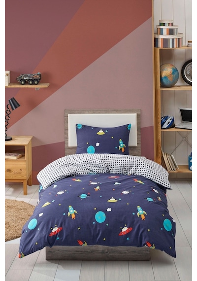 Eponj Home Junior Nevresim Seti Tek Kişilik Uzay Lacivert Lacivert