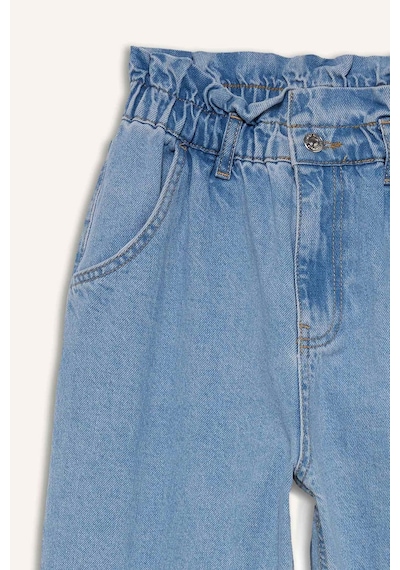 Defacto Paperbag Yüksek Bel Kısa Paça Jean Yıkamalı Pantolon D4306AX24AUNM85 İndigo