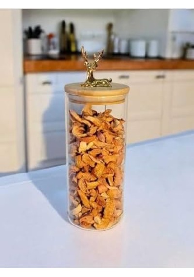 9x20 Cm 2 Adet Parlak Şeffaf Renk Geyikli Cam Saklama Kabı Geyik Başlı Y-532,şeffaf 12 Izgara
