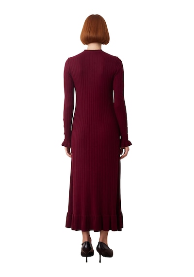 Ersefa Kadın Bodycon Kesim Akrilik Ribana Triko Maxi Elbise İncili Detay Bordo