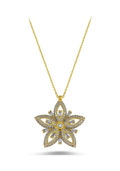 Çiçek Model Zirkon Taşlı Hayalet Kolye (498564539)