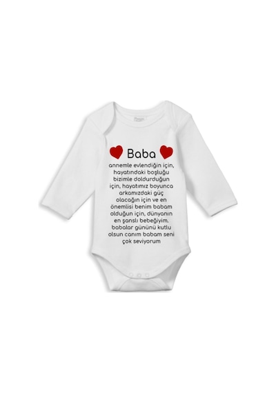 İmaj Tuğbababy Canım Babam Seni Çok Seviyorum Baskılı Zıbın Beyaz