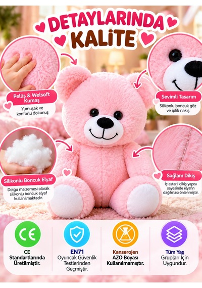 20 Cm Pembe Pelüş Ayıcık Yumuşak Oyuncak Sevimli Ayı Çocuk Oyuncağı Yumuşak Pelüş Oyun Arkadaşı Mini Çok Renkli