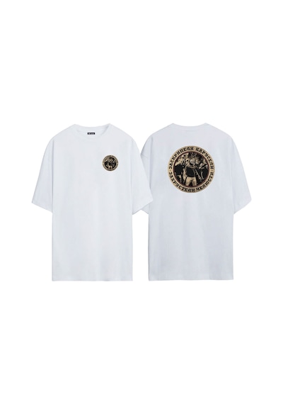 Thewert Unisex Shadow Fight Ön Arka Baskılı Beyaz Oversize T-shirt
