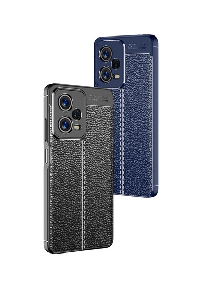 Xiaomi Redmi Note 12 5g Kılıf Deri Görünümlü Silikon Kamera Korumalı Üstün Koruma Cherena Lacivert