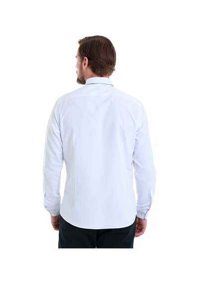Hatemoğlu Beyaz Slim Fit Düz Slim Yaka Pamuklu Uzun Kollu Gömlek 30139 4111993