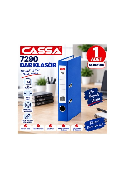 7290 Mavi Dar Klasör A4 Tekli