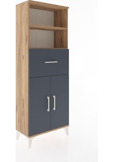 Arges Dolap 3 Raflı Tek Çekmeceli 2 Kapaklı 60x30x163 Çam-ant... Çam