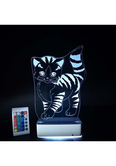 Özel Tasarım Sevimli Kedi 3D Led Lamba