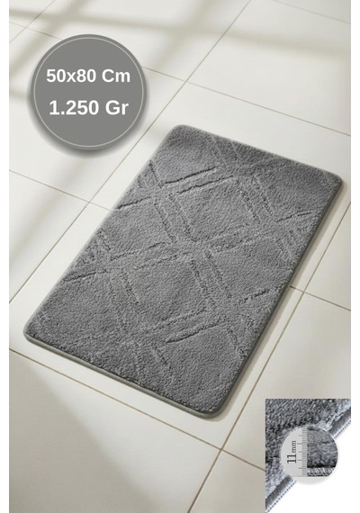 Lüks Kaymaz Taban 50x80 Cm Banyo Halısı/paspası Wb - 11 Mm Kalın %100 Polipropilen Model 8