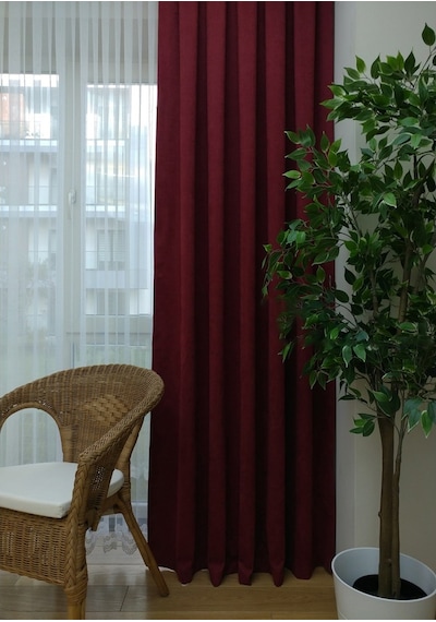 Evdepo Home Bordo Fon Perde Tek Kanat (539777273) Bordo