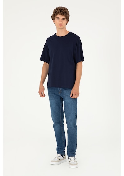 U.S. Polo Assn. Erkek Oversize Fit Bisiklet Yaka Lacivert Tişört 50294288-VR033