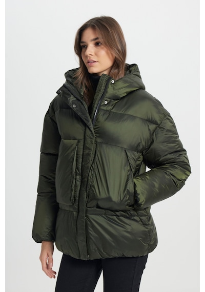Wrangler Loose Fit Rahat Kesim Kapüşonlu Haki Şişme Mont W242638801 Haki