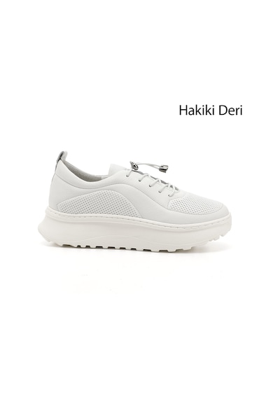 Gönderi(R) Gönderi R Kadın Beyaz Lastik Bağcıklı Comfort Dolgu Taban Hakiki Deri Sneaker Ddza73845191 Beyaz