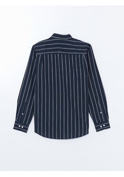 Lcwaıkıkı Classic Lacivert Regular Fit Uzun Kollu Çizgili Erkek Gömlek