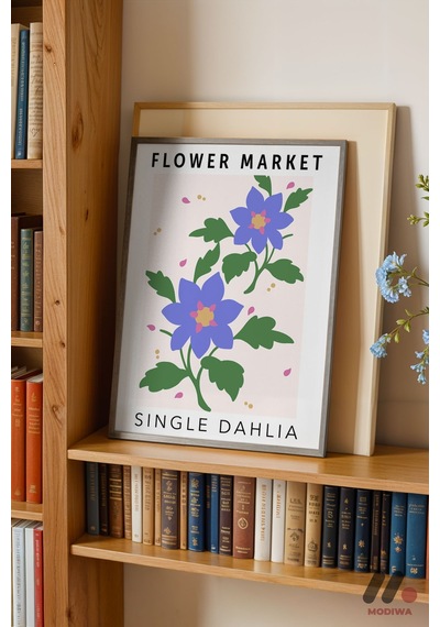 Flower Market Dahlia Posteri, Siyah Çerçeveli Duvar Tablosu - Ev Dekorasyonu