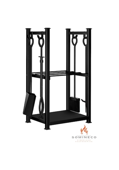 5 Li Ithal Metal Odunluk Raflı Şömine Maşa Aksesuar Seti Ss-001