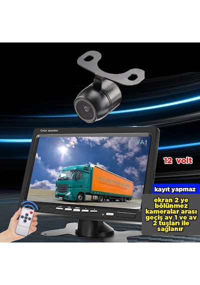 7'' Monitör + 1 Adet Kelebek Kamera Kayıt Yapmaz 12 Volt
