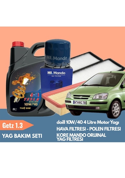 Getz 1.3 Periyodik Bakım Seti Doill 10w40 4l Motor Yağı  Kore Mando Yağ Filtresi Yerli Hava & Polen Filtresi Yağ Bakım Paketi