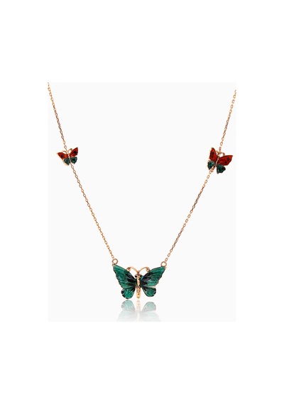 Kuyumcudukkani Zincirli"mineli Kelebek"kolye-37103-r-ena Rose Gold
