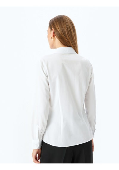 Koton Uzun Kollu Slim Fit Klasik Poplin Gömlek Beyaz 5sak60043uw Beyaz