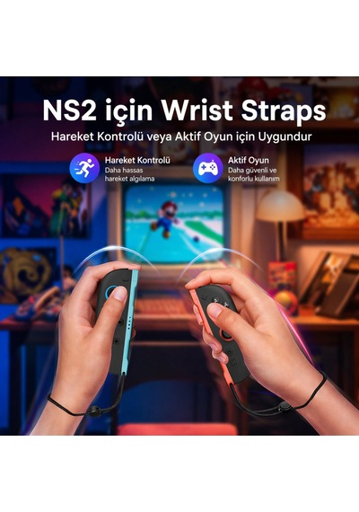 N Switch 2 Joy Con Strap Mouse Modu Uyumlu İkili Bileklik Askısı Siyah