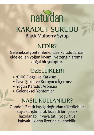 9 Adet - Naturdan Karadut Şurubu 50 Ml